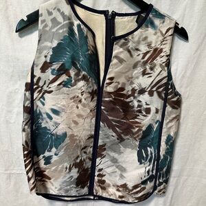 J Crew Collection Brown and Teal Top